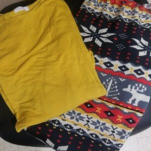 Country leggings and long golden top to match